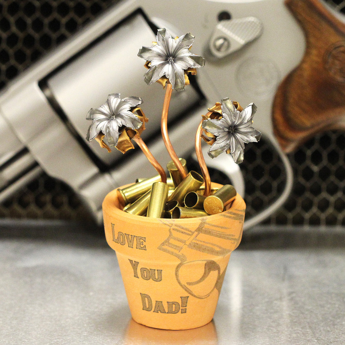 Father's Day Laser Etched Bullet Bouquet Arrangements Bullet Bouquets